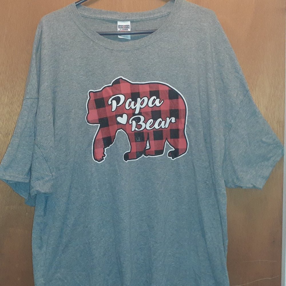 Mens Papa Bear Size 4XL Oversized Tee Shirt Gray